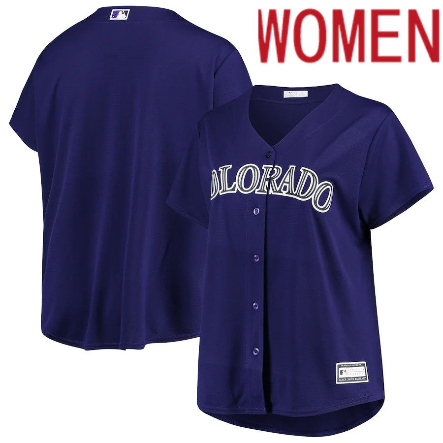 Women Colorado Rockies Purple Plus Size Alternate Replica Team MLB Jersey->women mlb jersey->Women Jersey
